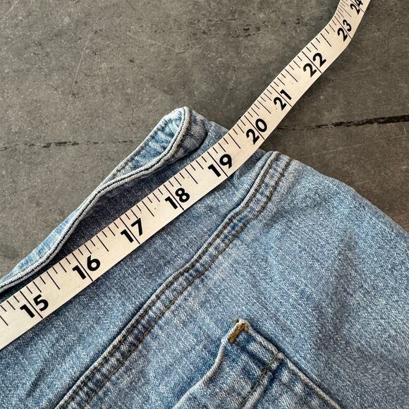 Vintage Y2K Zip Up Tie Mid Rise Light Wash Denim Blue Jean Short Women 20W - Picture 4 of 5